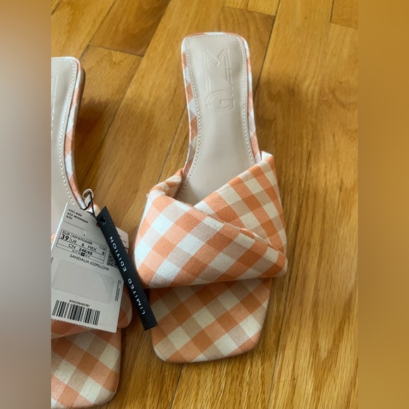 NWT Mango Heel gingham Vichy sandals - Picture 11 of 12
